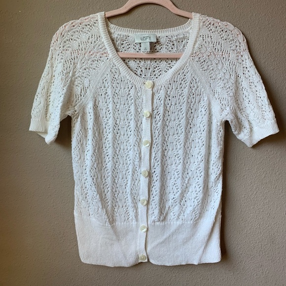 LOFT Sweaters - LOFT White button down cardigan. Size M.